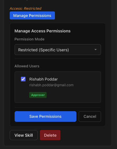 TeamCopilot permissions view